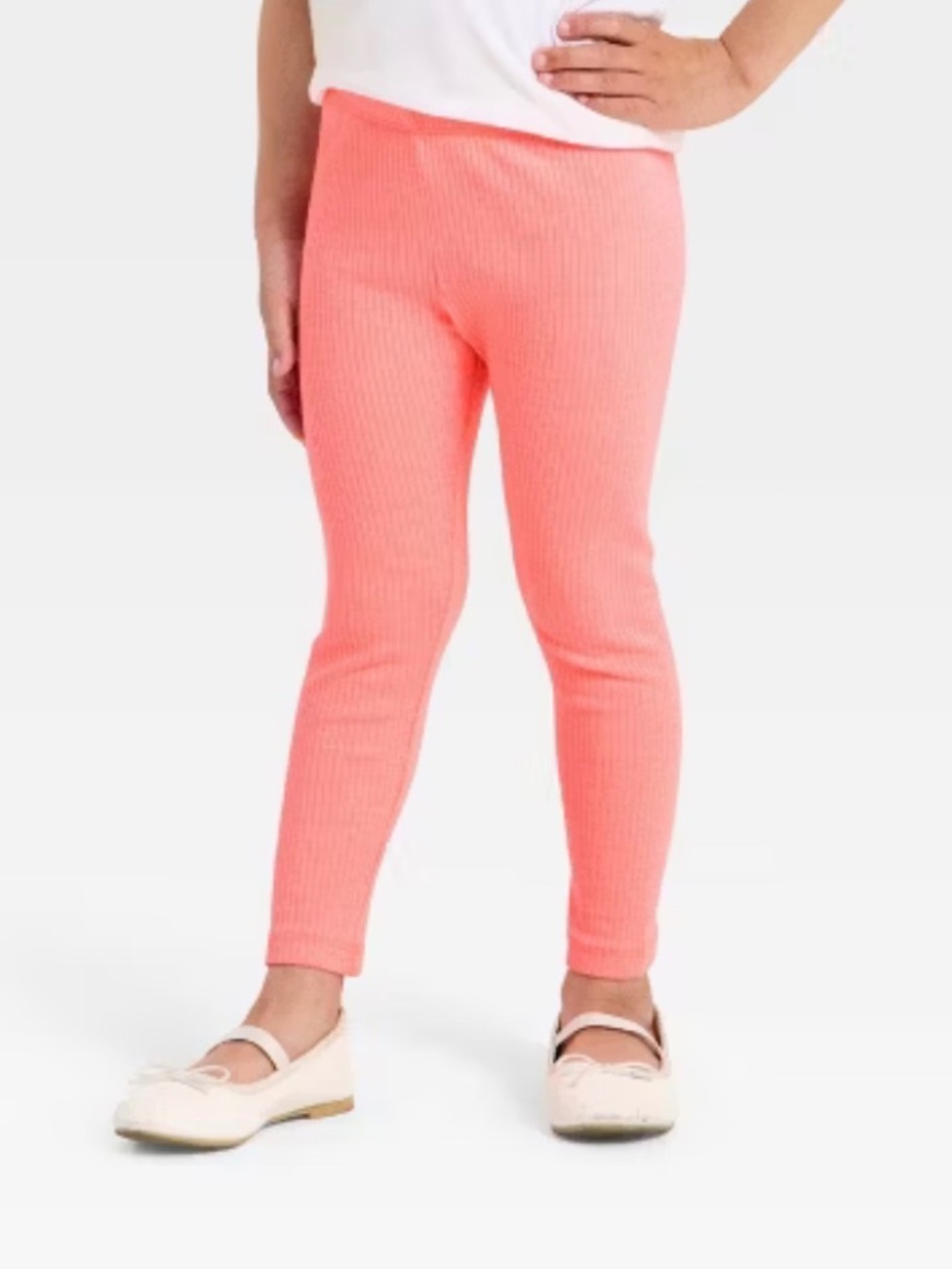 Cat & Jack Toddler Girls' Solid Ribbed Leggings Neon Pink NWT